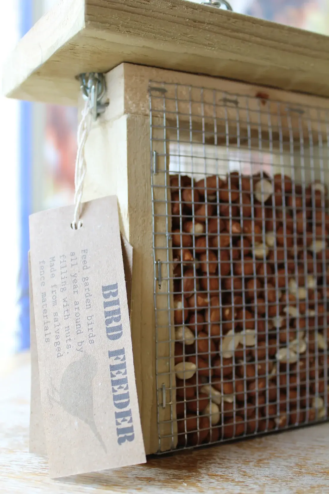 Hanging bird feeders.
