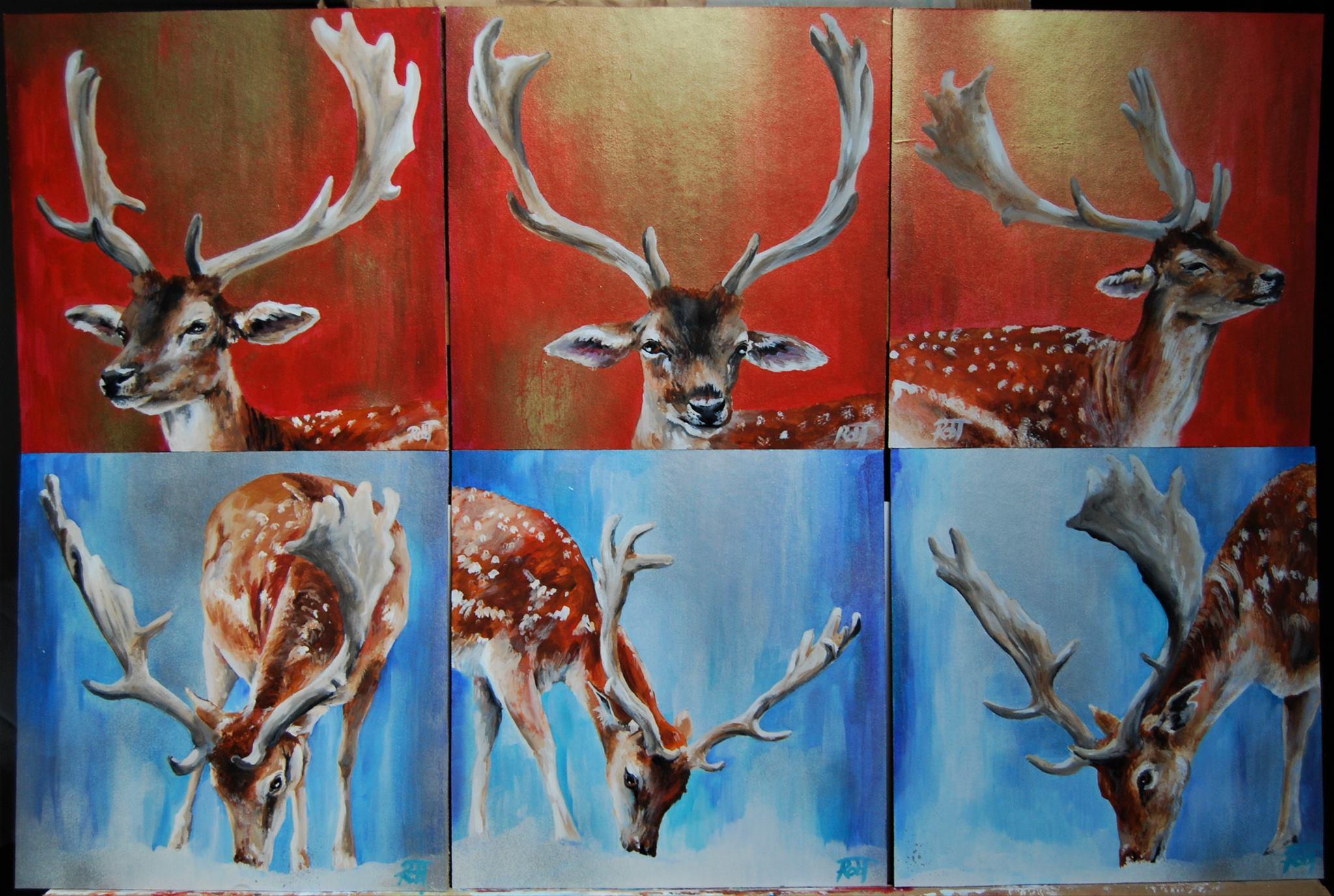 Handpainted card prints.